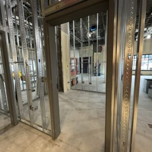 Steel walls and doorway of the Sensory Room