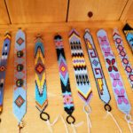 An assortment of Native American, colorful, beaded bracelets