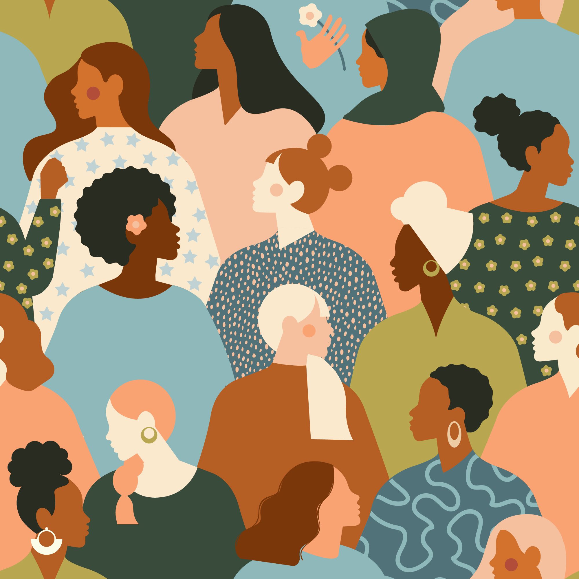 Illustration of a diverse group of women